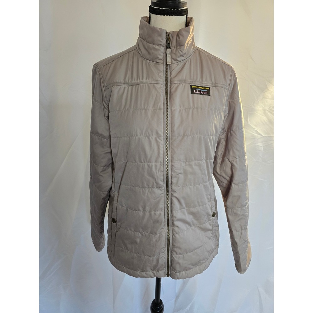 LLBean Women's Lightweight Insulated Puffer Jacket Size S Beige Full Zip Outdoor